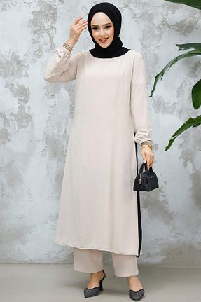 ست بالاتنه و پائین تنه حجاب بژ زنانه رگولار Neva Style - کد 893047618