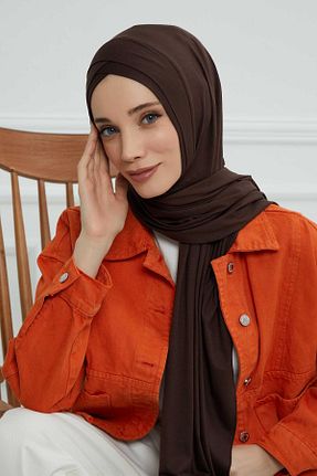 شال قهوه ای زنانه پنبه ای Aisha