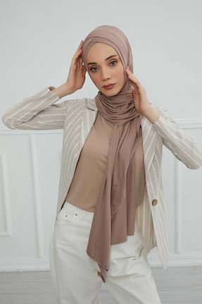 شال قهوه ای زنانه پنبه ای Aisha
