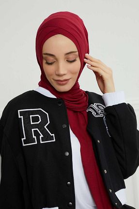 شال زرشکی زنانه پنبه ای Aisha
