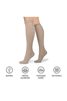 جوراب بژ زنانه بامبو Matateks - کد 893059875
