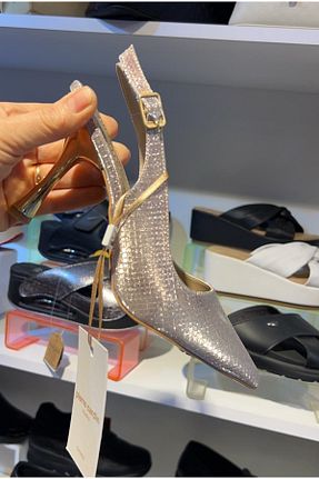 کفش مجلسی متالیک زنانه پاشنه نازک Pierre Cardin - کد 893061428