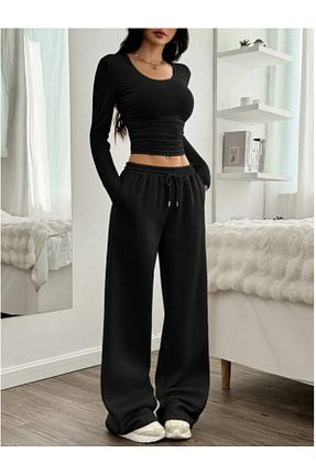 شلوار کرمگن مشکی زنانه اورسایز CAONNES - کد 893086977