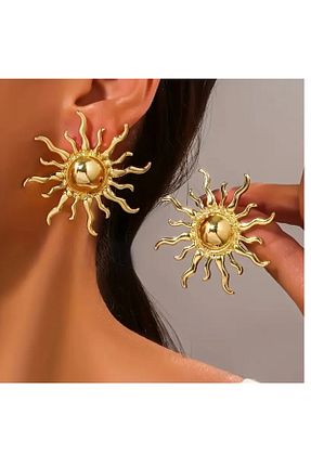 گوشواره جواهر زرد فلزی mos&more - کد 888173641