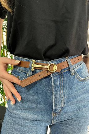 کمربند قهوه ای زنانه چرم مصنوعی vos versa - کد 893110572