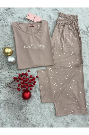 ست لباس راحتی بژ زنانه Mix pijamaworld - کد 891932266