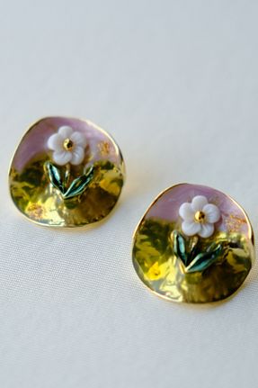 گوشواره جواهر رنگی روکش طلا Nilsu Jewellery Accessory - کد 893219907