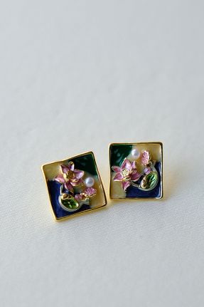 گوشواره جواهر رنگی مروارید Nilsu Jewellery Accessory - کد 893239635