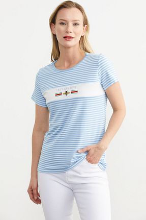 تیشرت آبی زنانه رگولار Sementa - کد 830341369