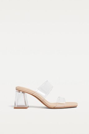 صندل بژ زنانه پاشنه ضخیم Stradivarius - کد 893257459