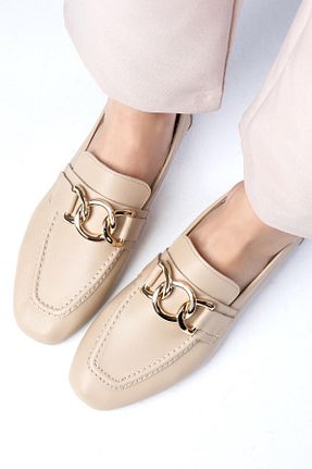 کفش لوفر بژ زنانه چرم خالص Mio Gusto - کد 813434618