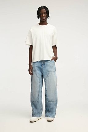 شلوار جین آبی مردانه پاچه گشاد Pull & Bear - کد 893284137