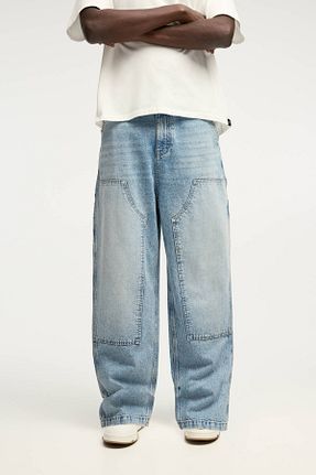 شلوار جین آبی مردانه پاچه گشاد Pull & Bear - کد 893284137