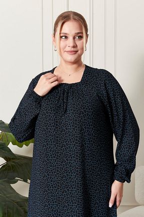 لباس سایز بزرگ آبی زنانه پلی ویسکون Ferace - کد 858575594