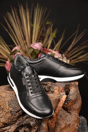 کفش اسنیکر مشکی مردانه چرم اصل Pierre Cardin - کد 893288468