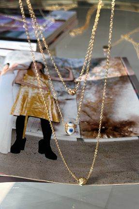گردنبند جواهر طلائی زنانه Trendy Butik - کد 868455286