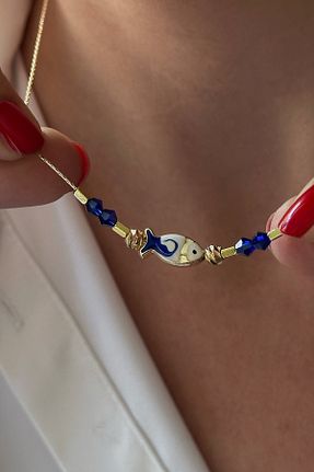 گردنبند جواهر طلائی زنانه برنجی Trendy Butik - کد 736120834