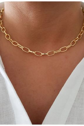 گردنبند استیل ( فولاد ) زرد زنانه استیل (فولاد) Feron accessories - کد 893294409