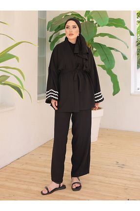 ست بالاتنه و پائین تنه مشکی زنانه بافتنی SAHRA BUTİK - کد 857368994
