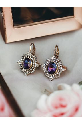 گوشواره جواهر بنفش زیرکن FAYRA ACCESSORIES - کد 893298953