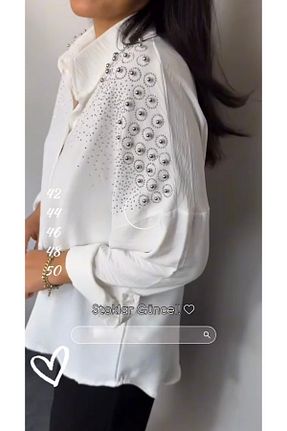 پیراهن سفید زنانه سایز بزرگ NİLS FASHİON - کد 893296912