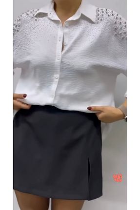 پیراهن سفید زنانه سایز بزرگ NİLS FASHİON - کد 893296912