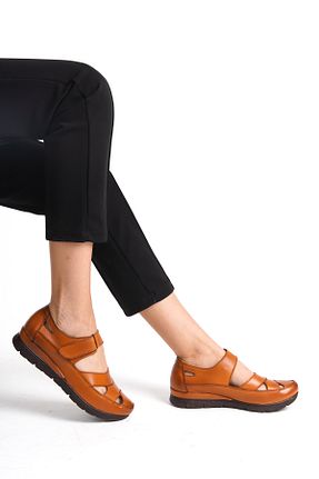 صندل قهوه ای زنانه پاشنه ضخیم Tamdabu Ayakkabı - کد 834518120
