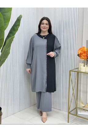 ست بالاتنه و پائین تنه حجاب طوسی زنانه سایز بزرگ GK - کد 893314533