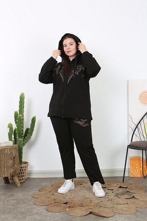 ست گرمکن سایز بزرگ مشکی زنانه پنبه پلی استر XL Modam - کد 893329479