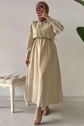 لباس حجاب بژ زنانه کلوش Tesettür Diyarı - کد 857295829