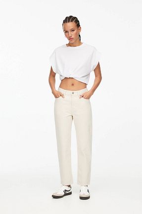 شلوار جین نباتی زنانه رگولار Pull & Bear - کد 893350224