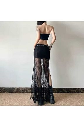 دامن مشکی زنانه لیکرا GARDIROZA - کد 893350732