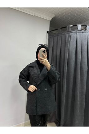 پالتو پشمی حجاب طوسی زنانه گشاد Butik - کد 893363932