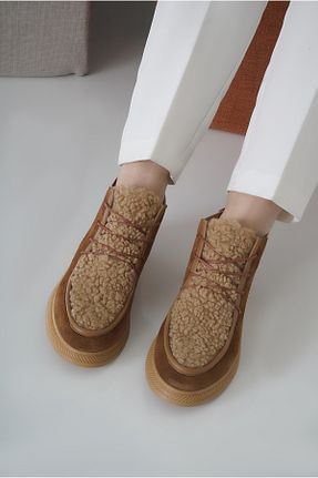بوت / نیم بوت قهوه ای زنانه چرم خالص BELİSİA - کد 809100908