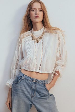 بلوز بژ زنانه ساده H&M - کد 893471162