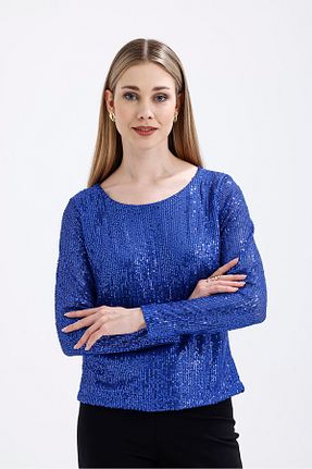 بلوز سرمه ای زنانه Puantiyeli Sense - کد 893475320