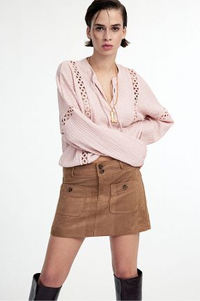 بلوز صورتی زنانه یقه دوچرخه H&M - کد 895220201