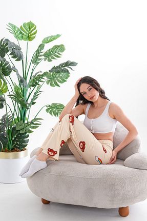 پائین تنه راحتی زرد زنانه پنبه - پلی استر - الاستین Arvin Pijama - کد 893489978