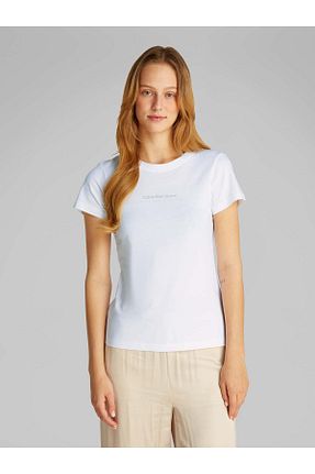 تیشرت سفید زنانه اسلیم فیت Calvin Klein - کد 886774440