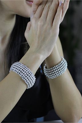 دستبند جواهر سفید زنانه مروارید homet - کد 893559146