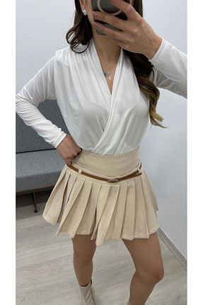 دامن بژ زنانه بافتنی Nazline - کد 893584130