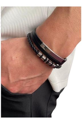 دستبند استیل (فولاد) مشکی مردانه استیل (فولاد) Batu Tasarım - کد 893583264
