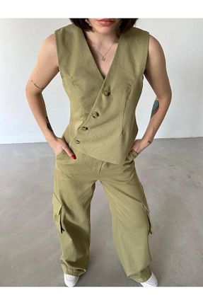 ست بالاتنه و پائین تنه خاکی زنانه بافتنی buqre