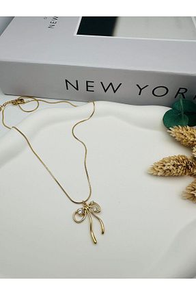 گردنبند استیل ( فولاد ) طلائی زنانه استیل (فولاد) GLY ÇLKBİJUTERİ - کد 893590924