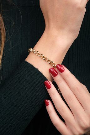 دستبند طلا رنگی زنانه 14 عیار Güzide Kuyumcu - کد 895621187