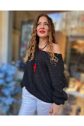 پلیور مشکی زنانه ساده Butik - کد 893599961