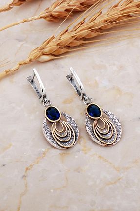 گوشواره نقره سرمه ای زنانه 925 عیار Sümer Telkari - کد 893795098