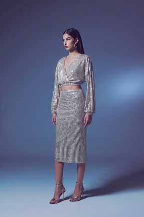 دامن بژ زنانه ساتن Sateen - کد 893790373