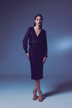 دامن سرمه ای زنانه ساتن Sateen - کد 893790334