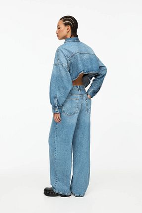 شلوار جین آبی زنانه پاچه گشاد Pull & Bear - کد 893797892